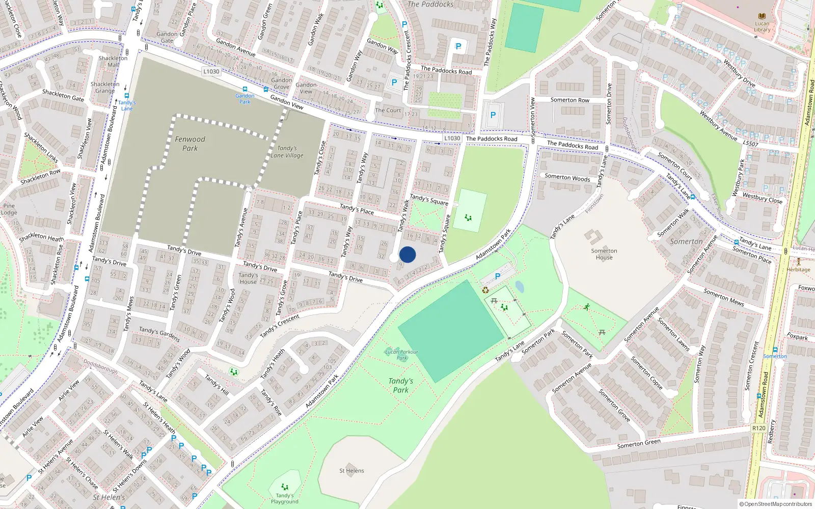 Overhead map showing the location of 5 Tandy's Walk, Lucan