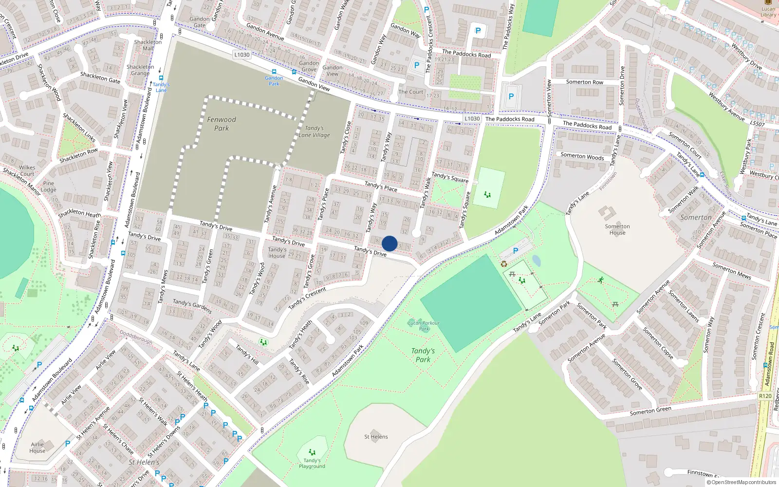 Overhead map showing the location of 5 Tandy's Drive, Lucan