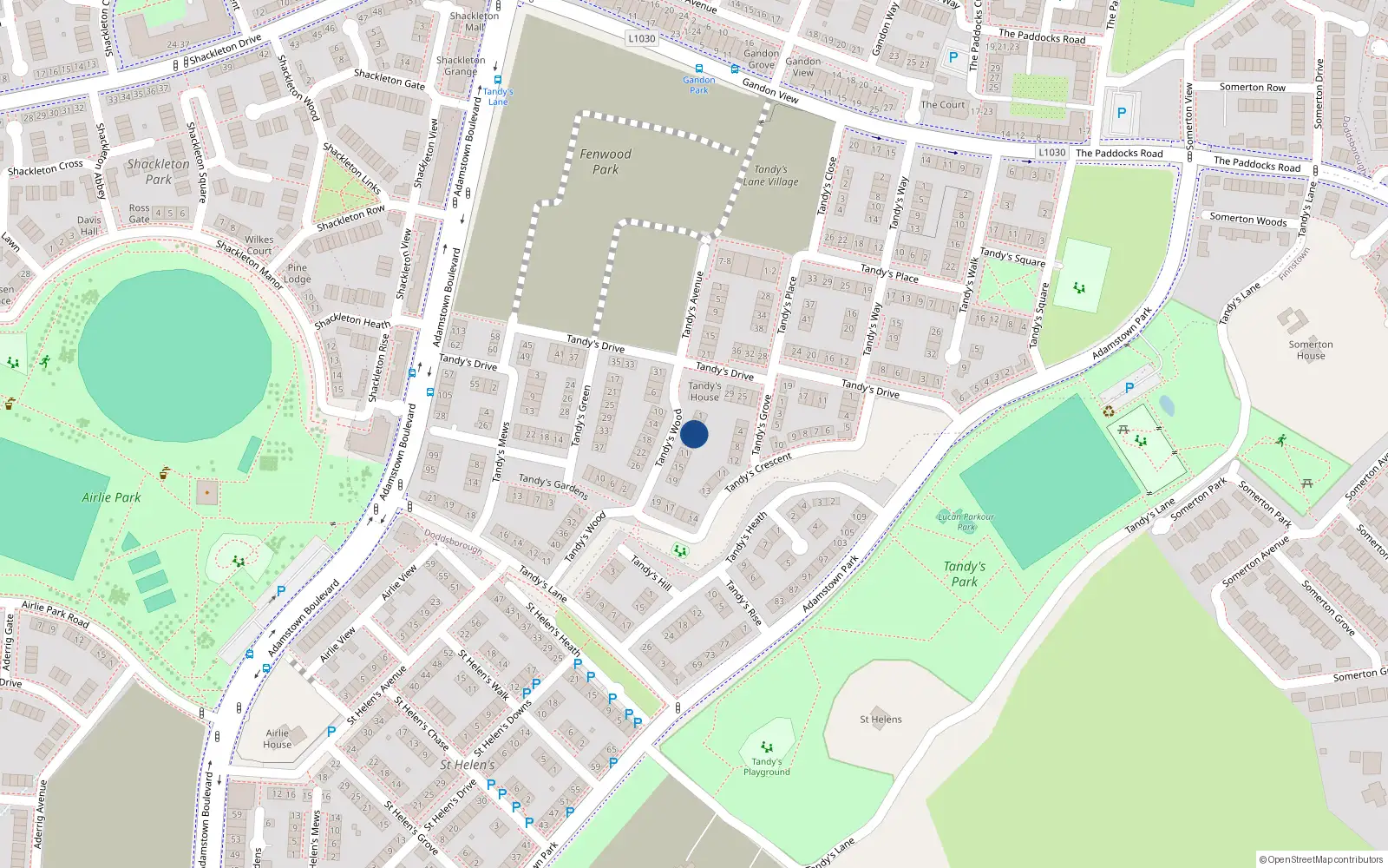 Overhead map showing the location of 5 Tandy's Wood, Lucan