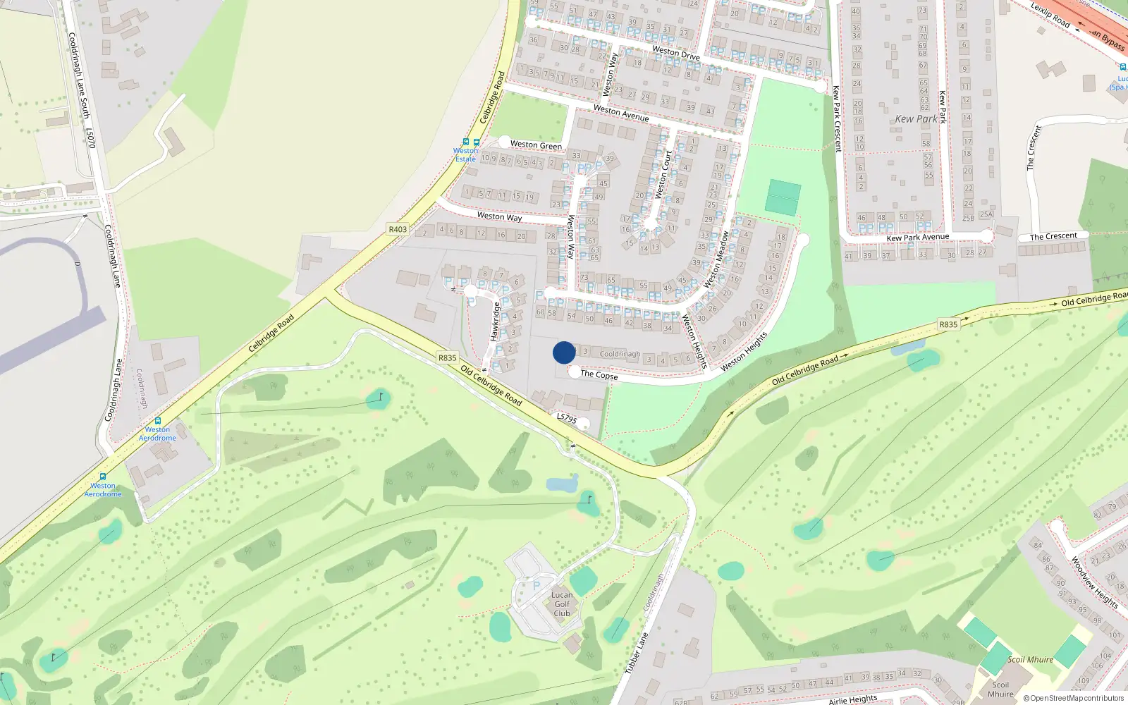 Overhead map showing the location of 5 the Copse, Weston Heights, Lucan