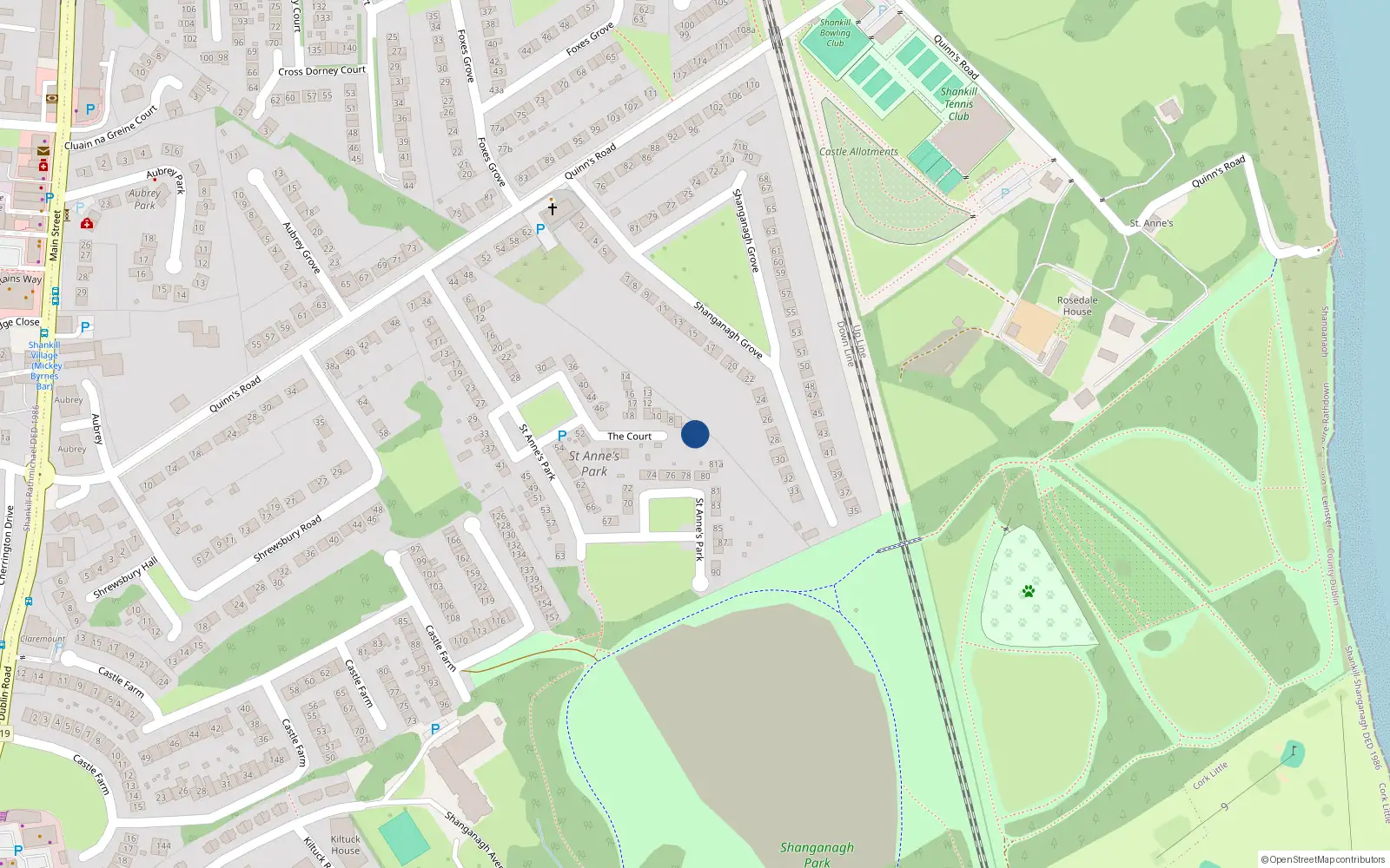 Overhead map showing the location of 5 The Court, Dublin 18