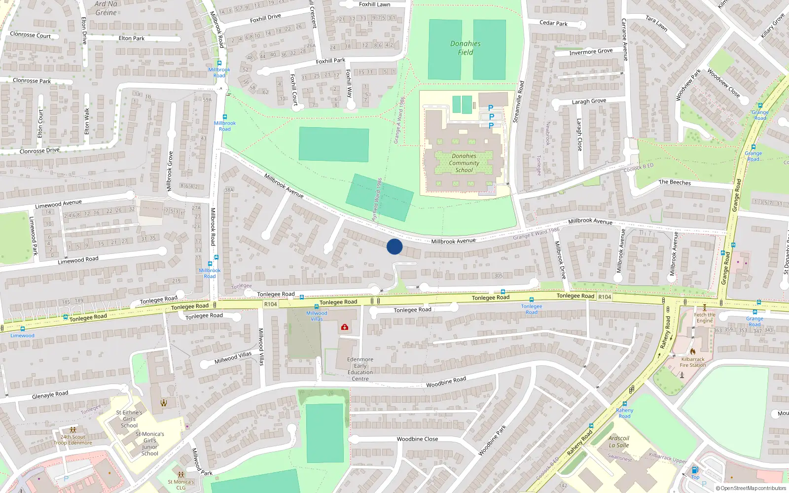 Overhead map showing the location of 5 The Gables, Dublin 5