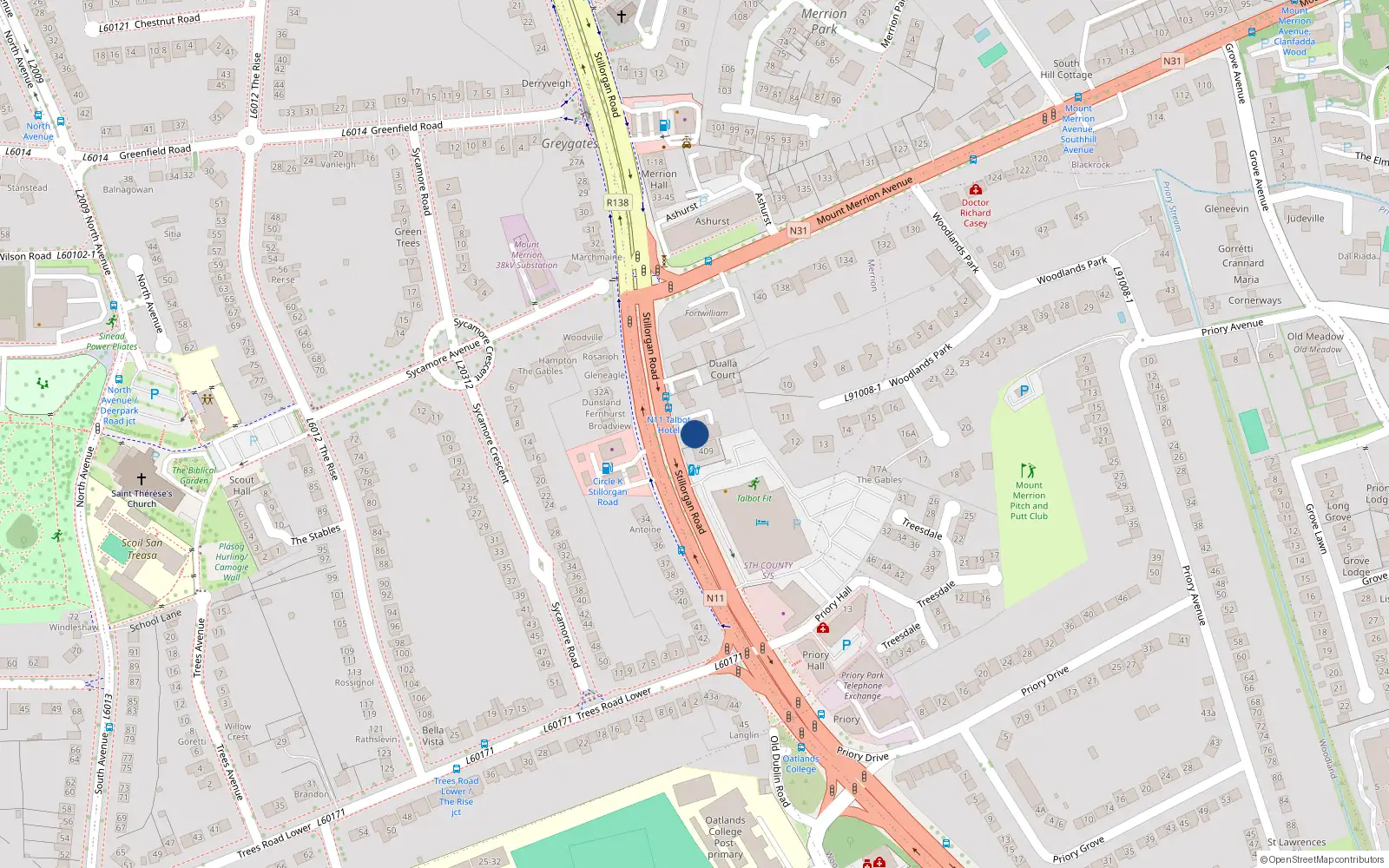 Overhead map showing the location of 5 the Haven, Stillorgan Road, Stillorgan