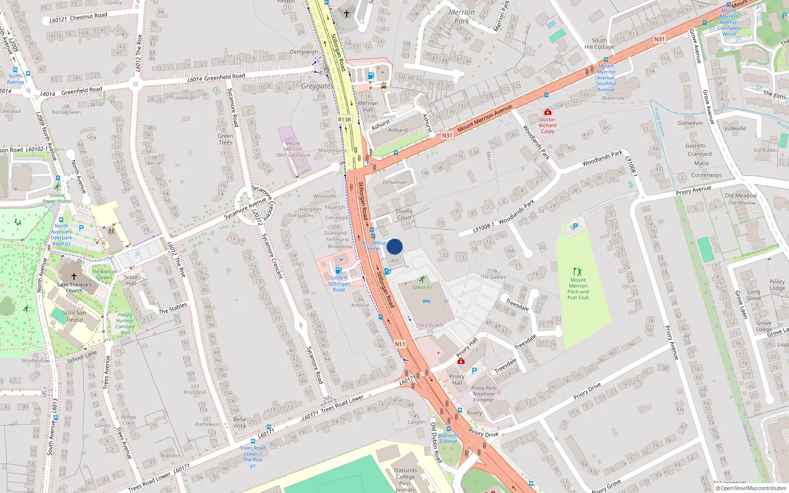 Overhead map showing the location of 5 the Haven, Stillorgan Road, Blackrock