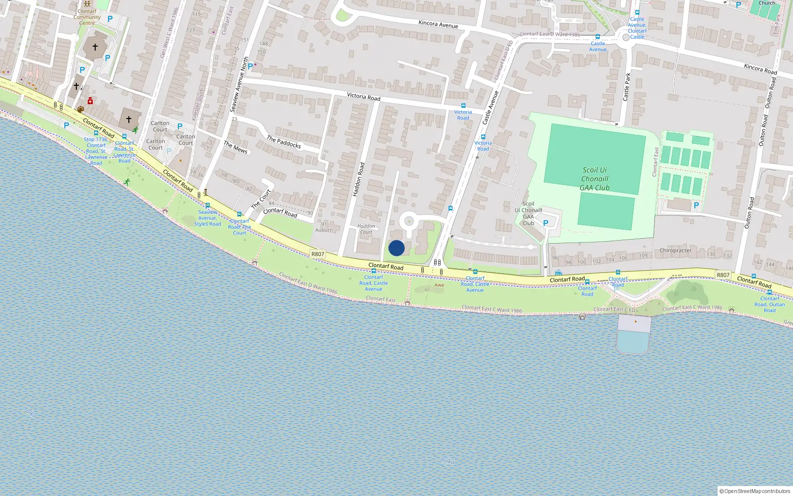 Overhead map showing the location of 5 the Schooner, Clontarf Road, Dublin 3