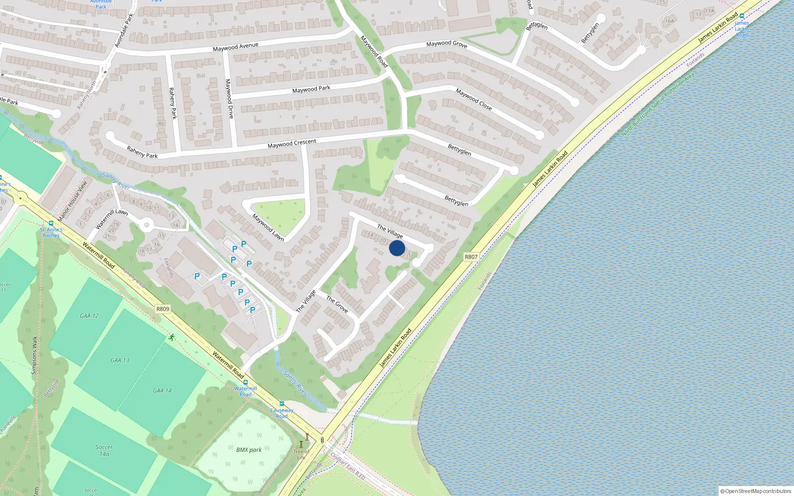 Overhead map showing the location of 5 The Village, Dublin 5