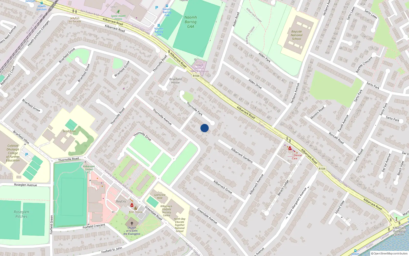 Overhead map showing the location of 5 Thornville Park, Dublin 5