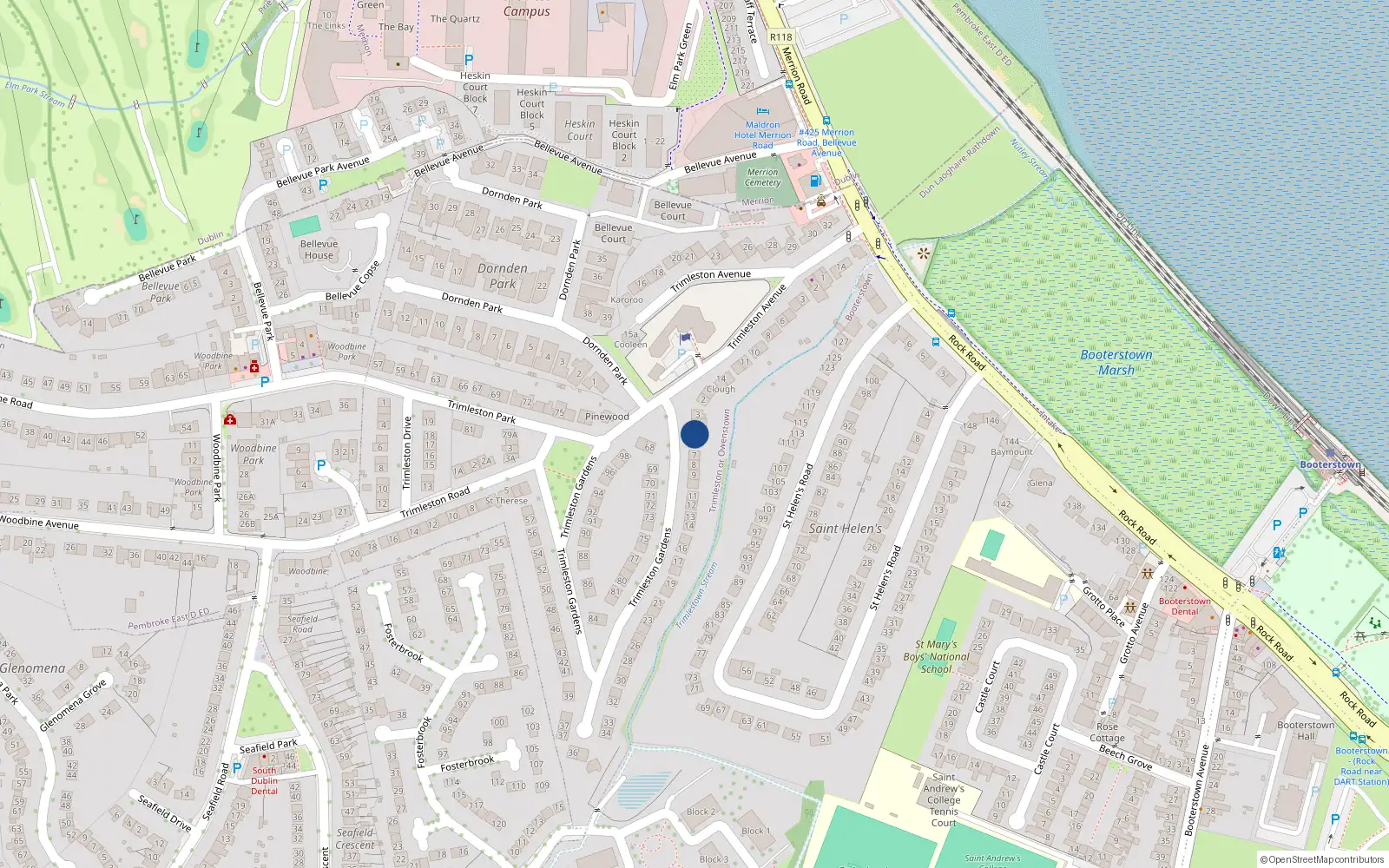 Overhead map showing the location of 5 Trimleston Gardens, Trimleston or Owenstown