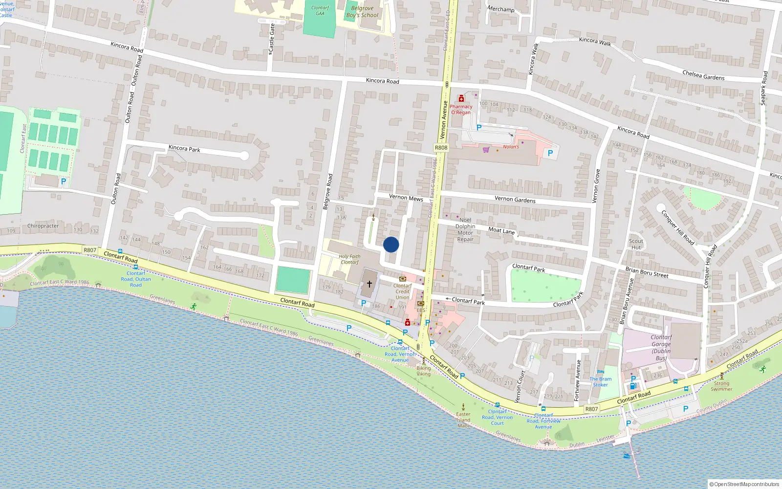 Overhead map showing the location of 5 Vernon Wood, Dublin 3