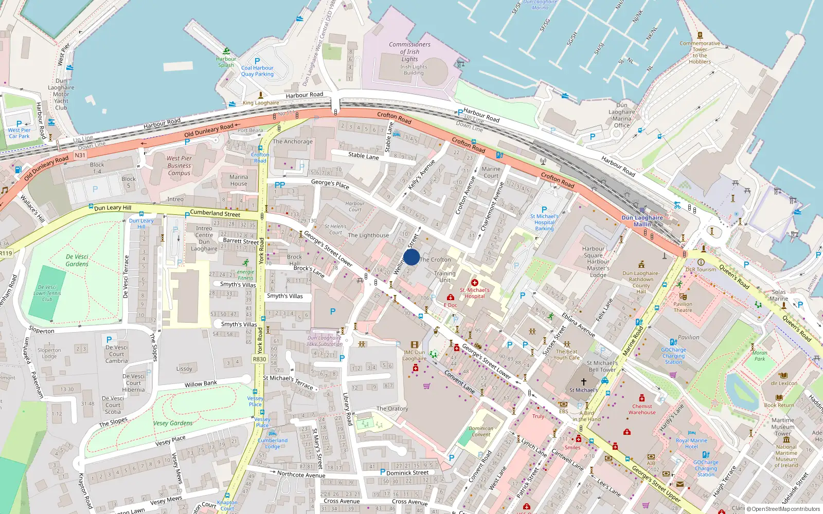 Overhead map showing the location of 5 Wellington Street, Co Dublin