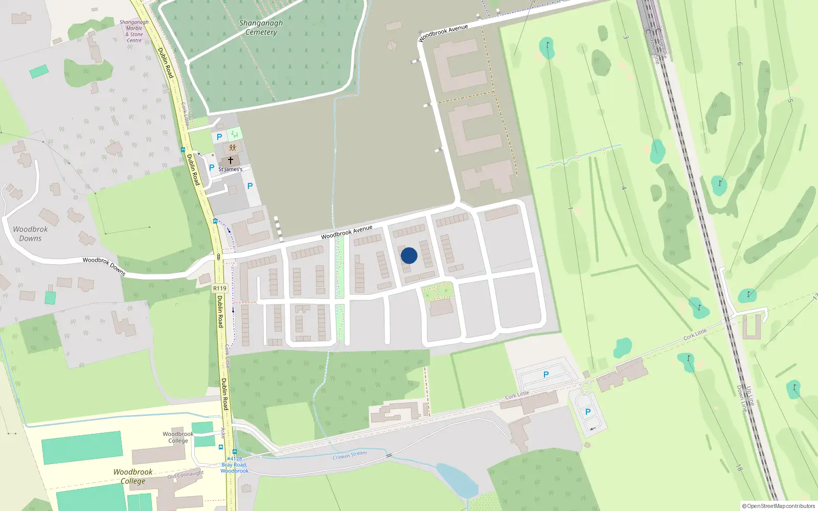 Overhead map showing the location of 5 Woodbrook Vale, Cork Little