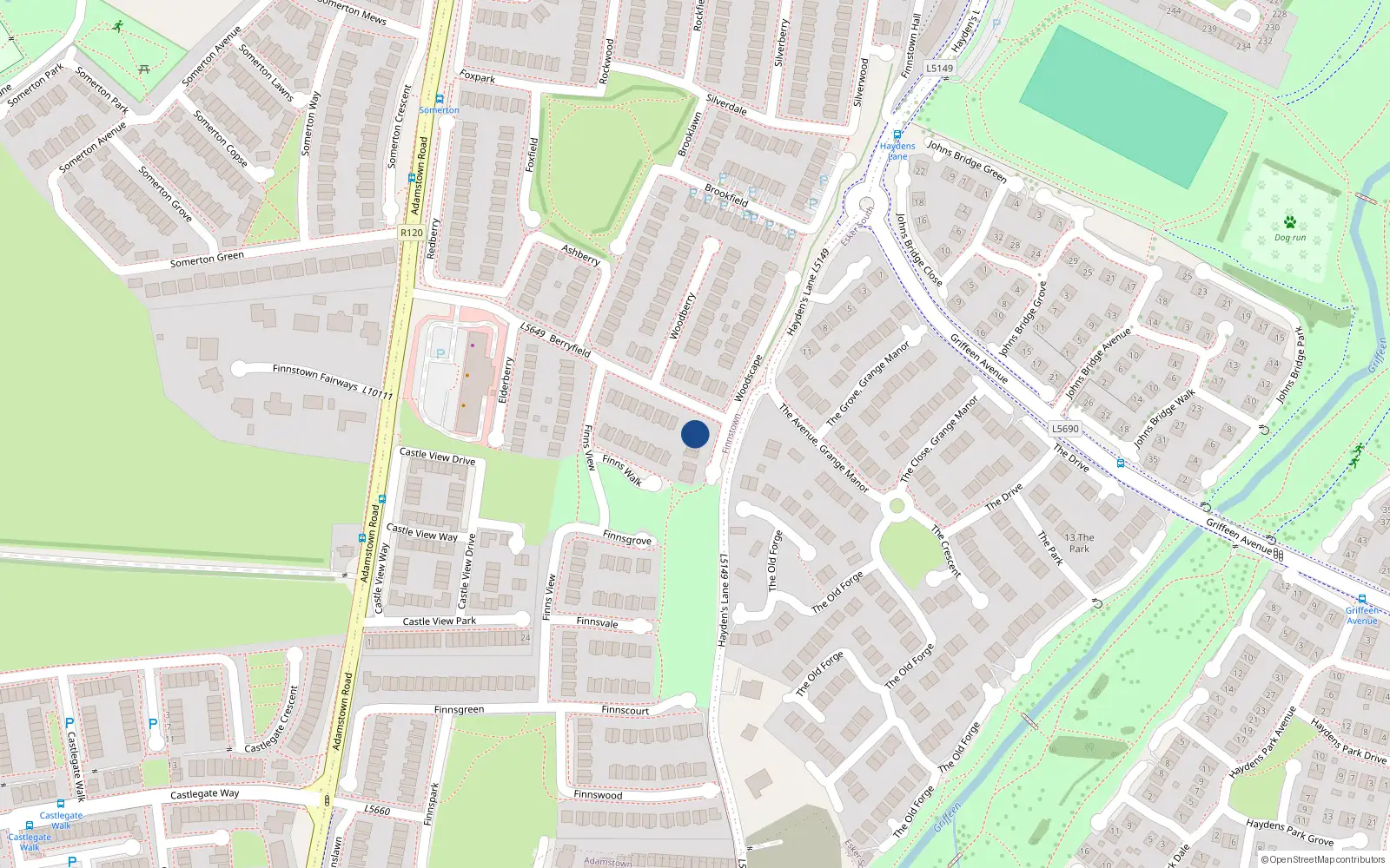 Overhead map showing the location of 5 Woodscape, Lucan