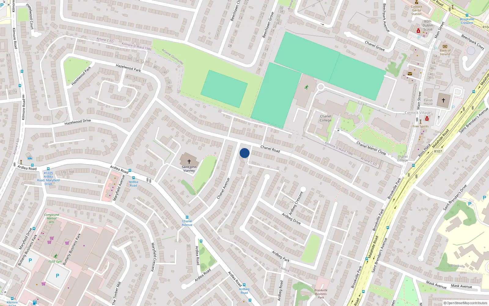 Overhead map showing the location of 50 Chanel Avenue, Dublin 5