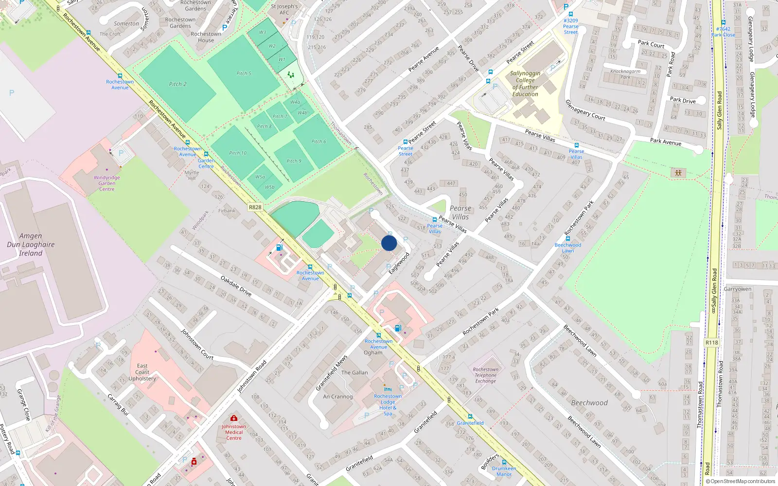 Overhead map showing the location of 50 Eaglewood, Rochestown Avenue, Dun Laoghaire