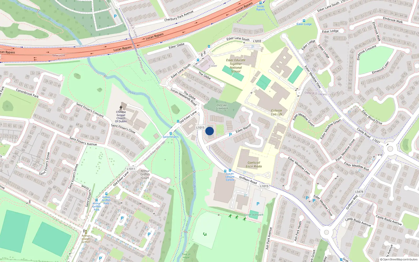 Overhead map showing the location of 50 Esker Manor, Lucan, Dublin