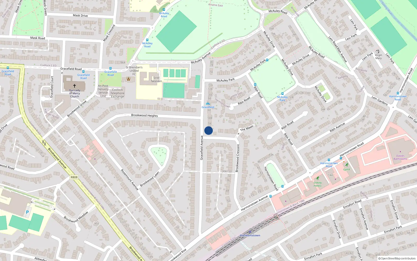 Overhead map showing the location of 50 Gracefield Avenue, Artane, Dublin 5