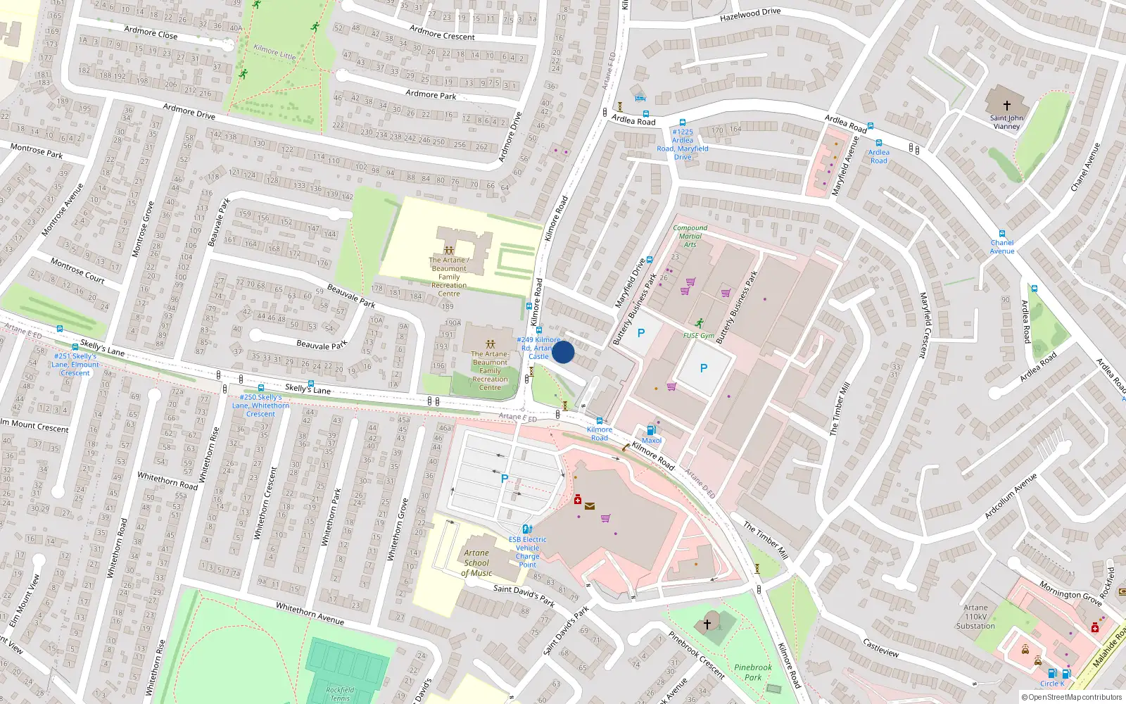 Overhead map showing the location of 50 Kilmore Road, Artane, Dublin 5