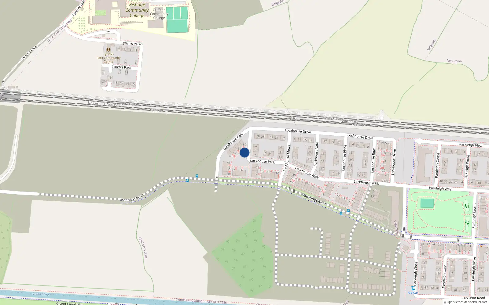 Overhead map showing the location of 50 Lockhouse Park, Clonburris Little