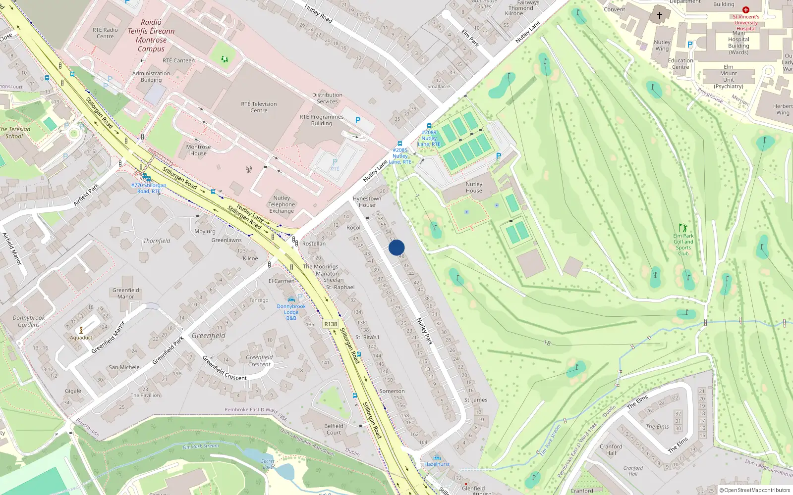 Overhead map showing the location of 50 Nutley Park, Priesthouse