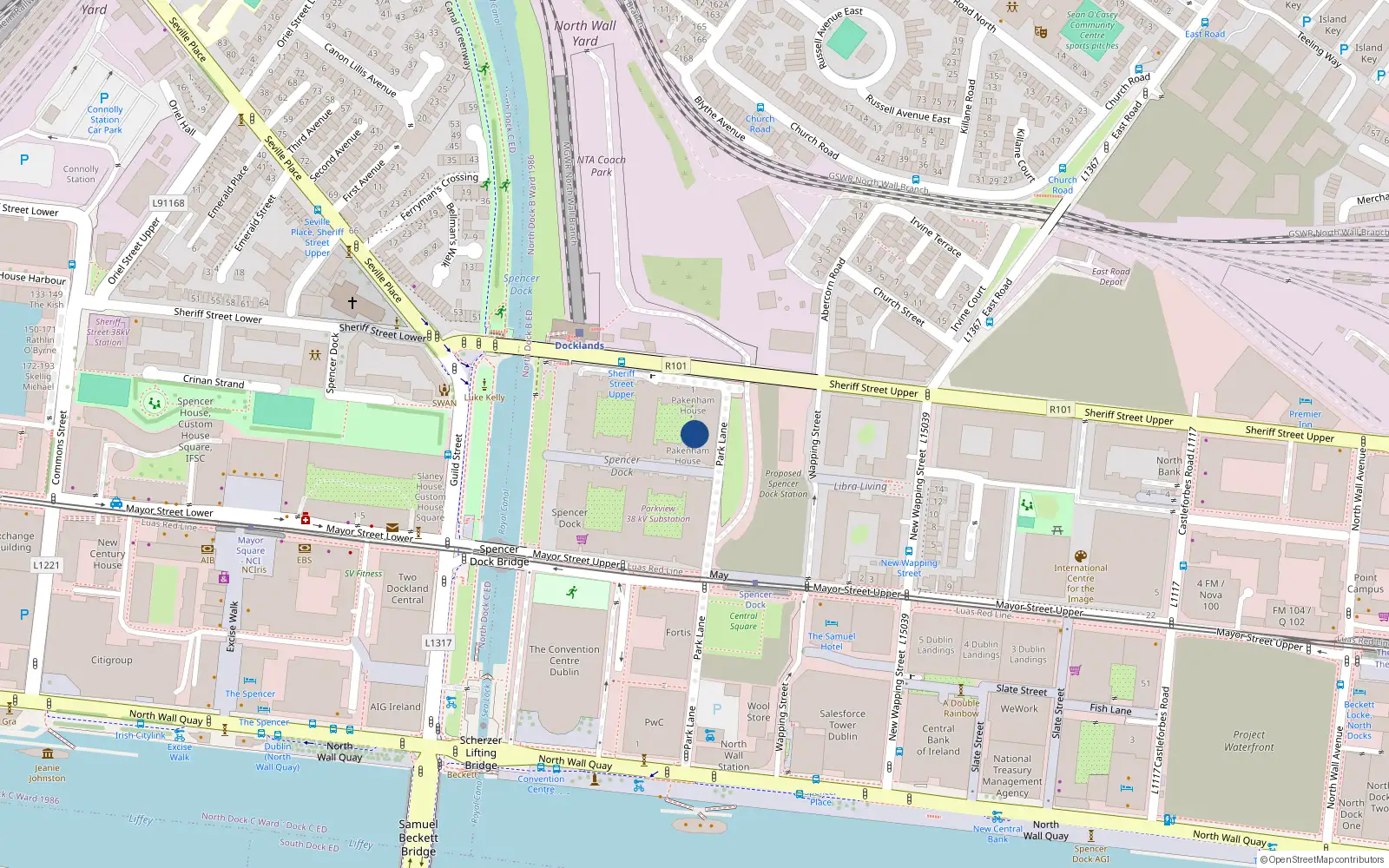 Overhead map showing the location of 50 Pakenham House, Spencer Dock, Dublin 1