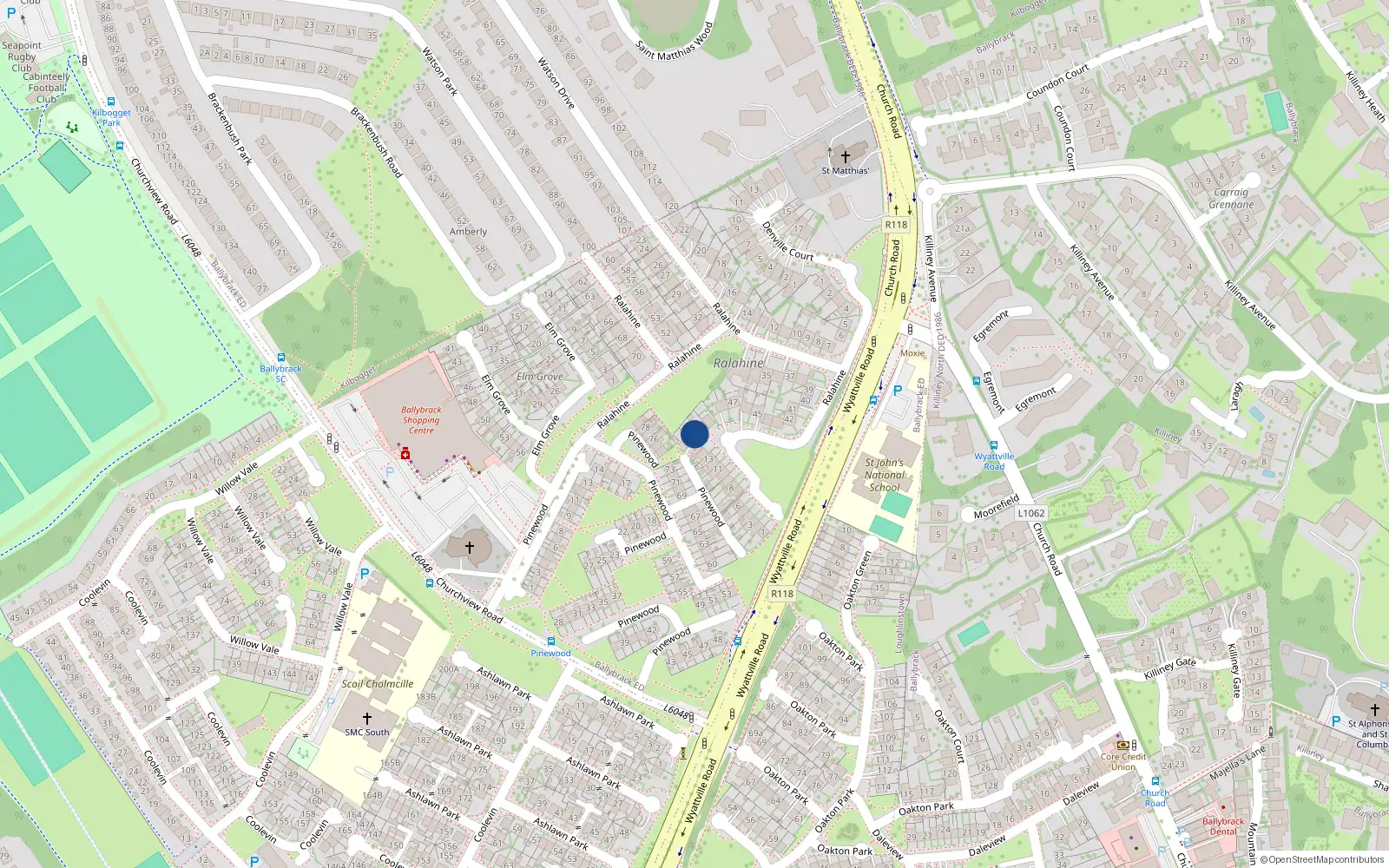 Overhead map showing the location of 50 Ralahine, Ballybrack