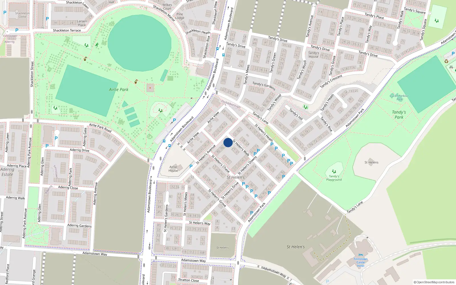 Overhead map showing the location of 50 Saint Helen's Avenue, Lucan