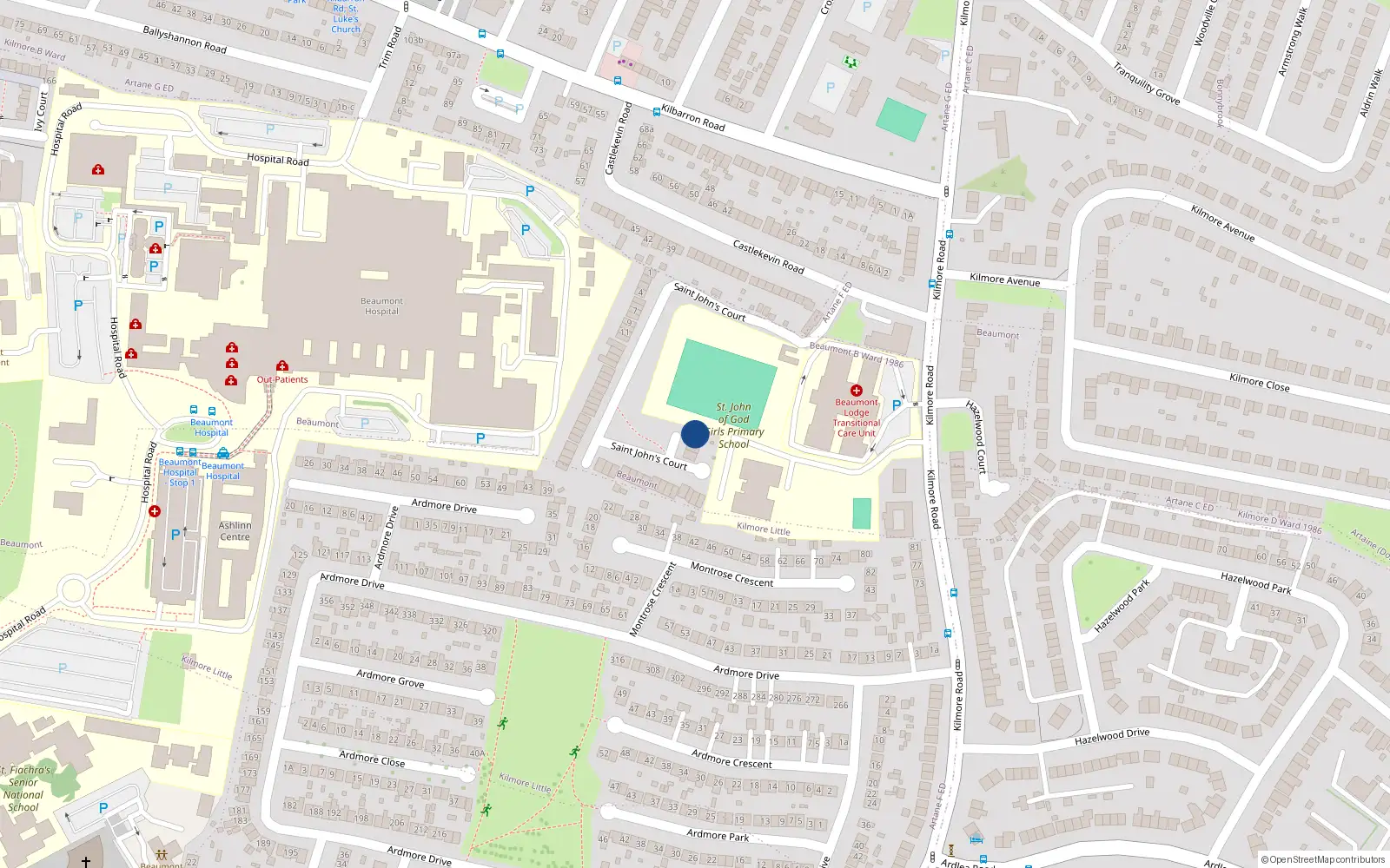 Overhead map showing the location of 50 St Johns Court, Artane, Dublin 5
