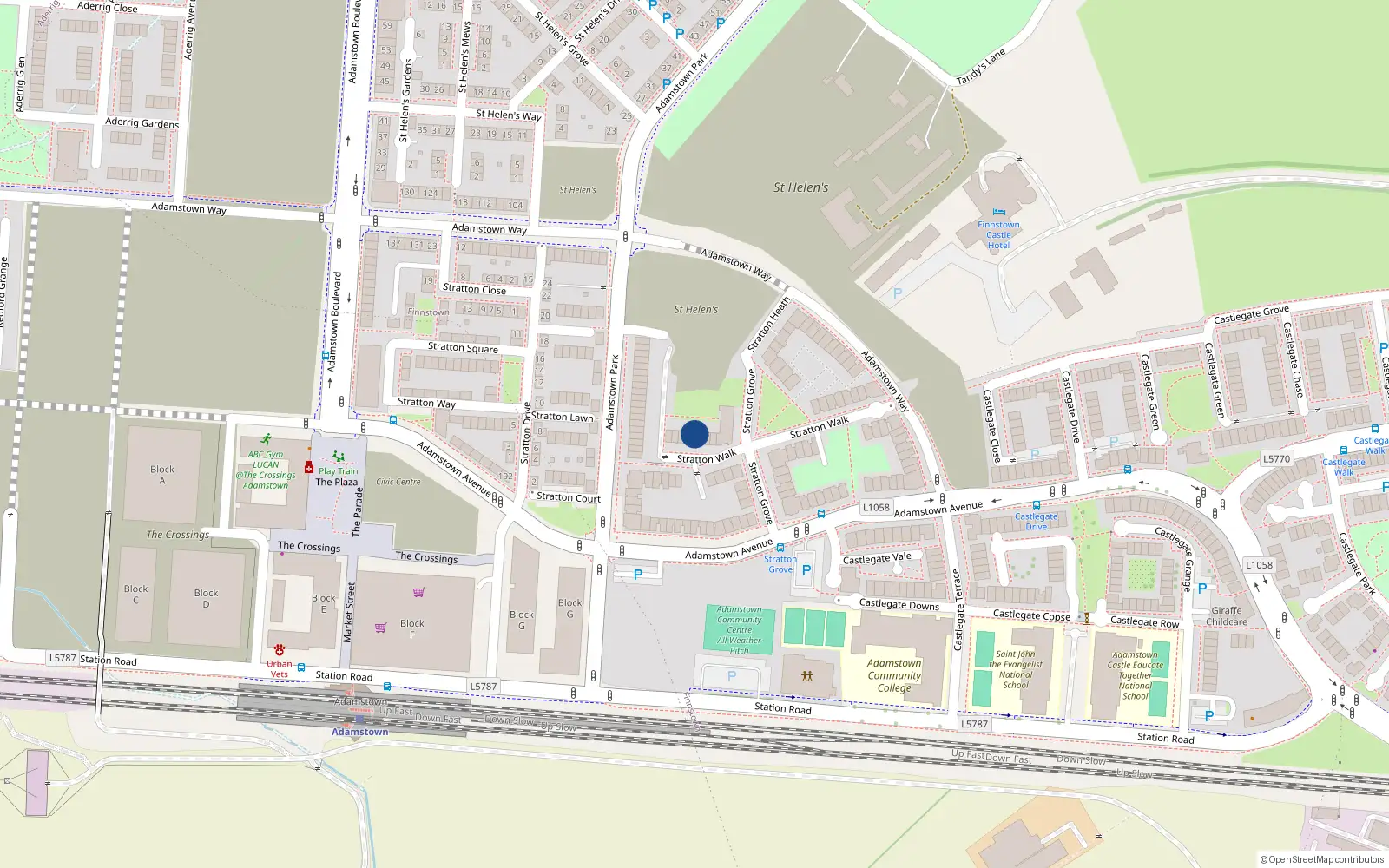 Overhead map showing the location of 50 Stratton Walk, Lucan