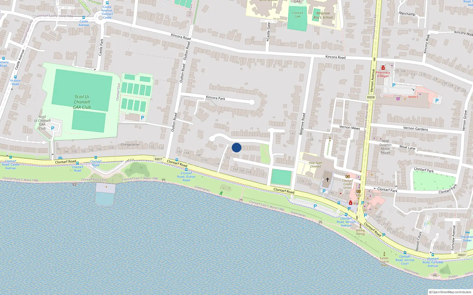 Overhead map showing the location of 50 Summerville, Dublin 3