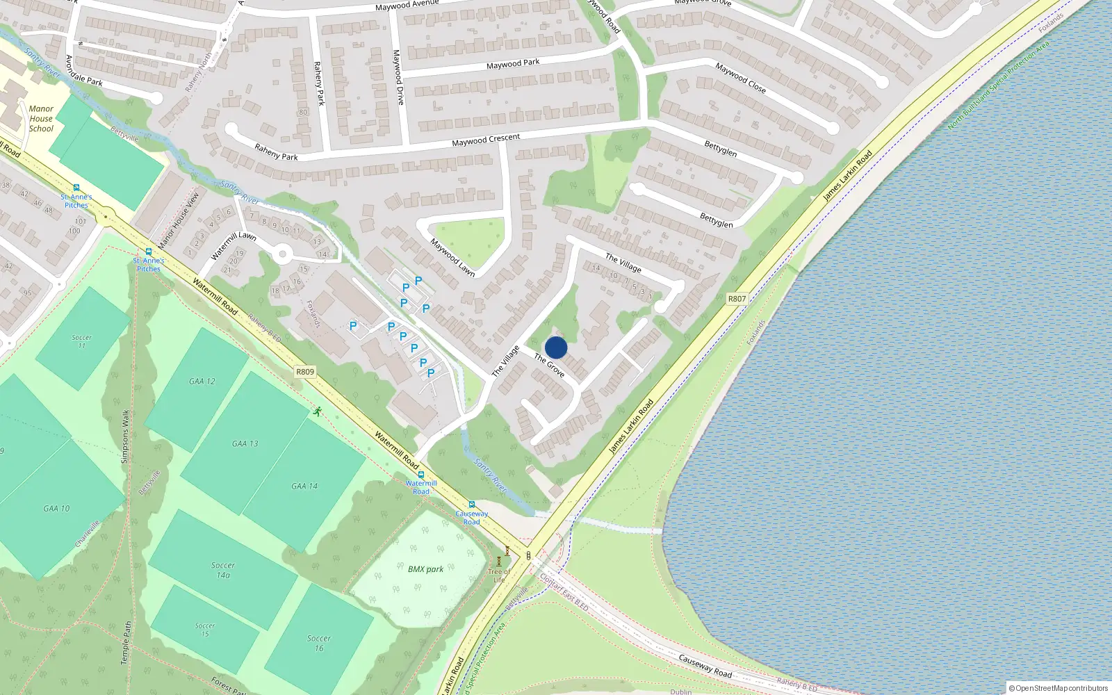 Overhead map showing the location of 50 The Grove, Dublin 5