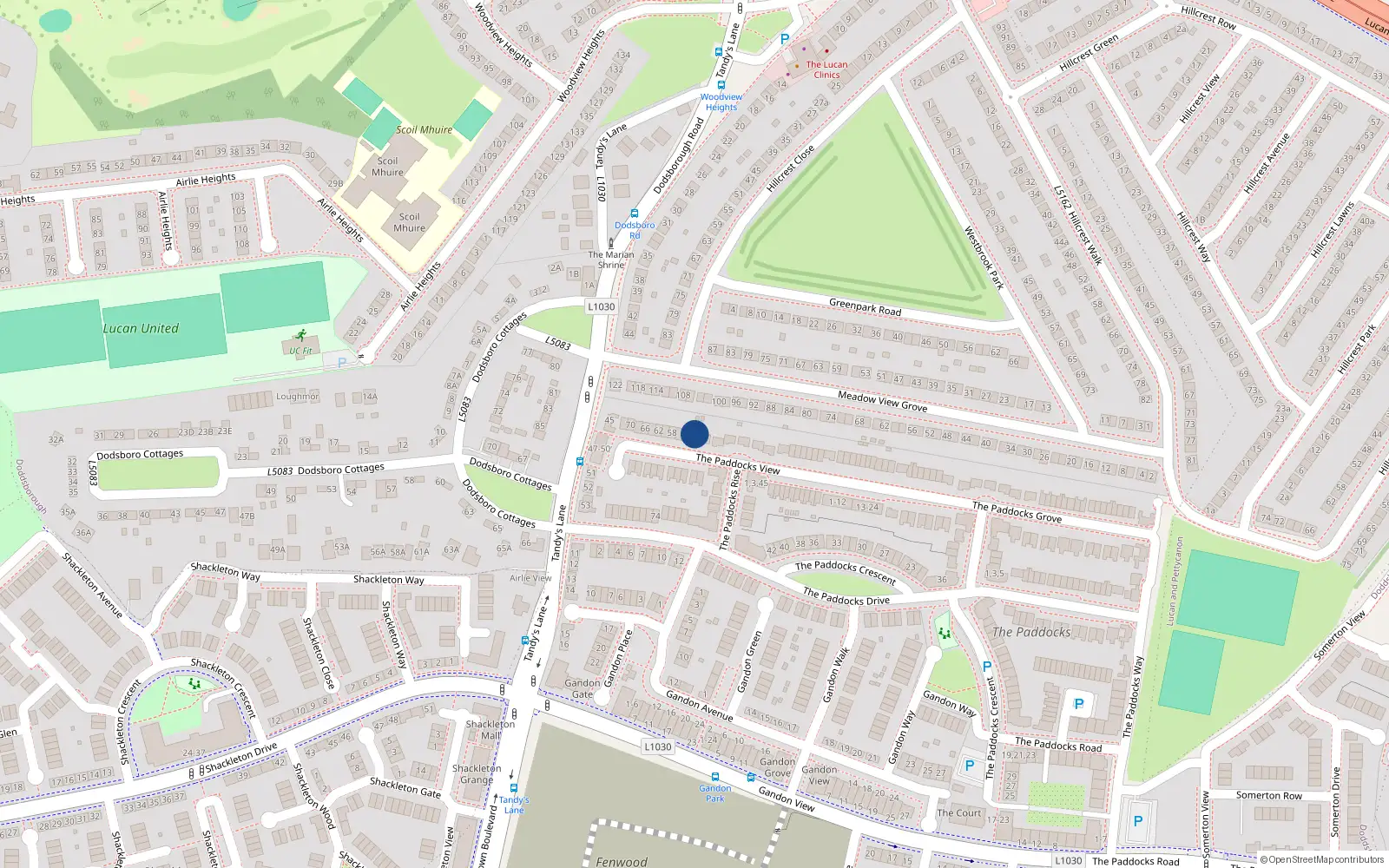 Overhead map showing the location of 50 The Paddocks View, Lucan