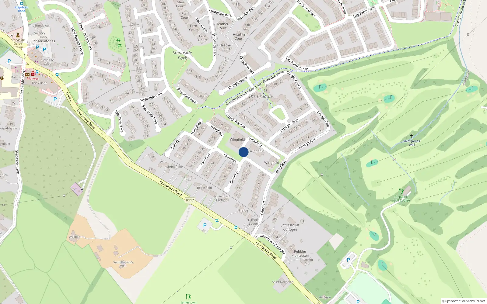 Overhead map showing the location of 50 Wingfield, Stepaside