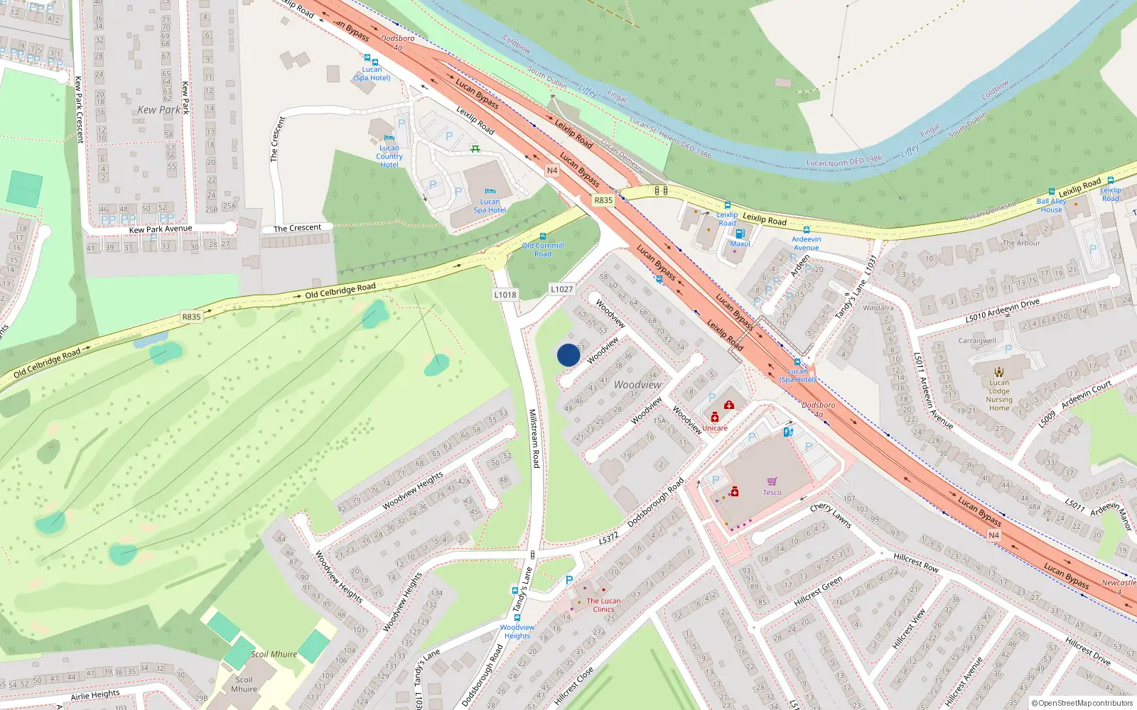 Overhead map showing the location of 50 Woodview, Lucan