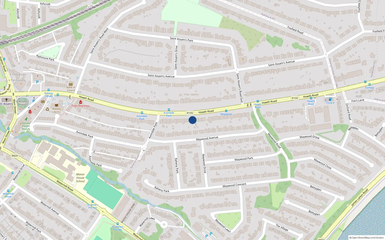 Overhead map showing the location of 501 Howth Road, Raheny, Dublin 5