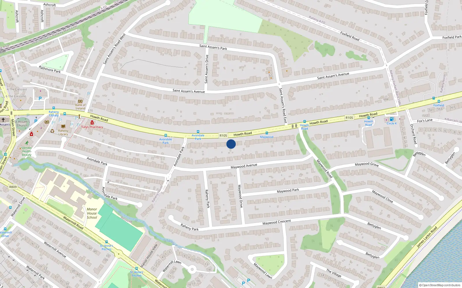 Overhead map showing the location of 503 Howth Road, Raheny, Dublin 5