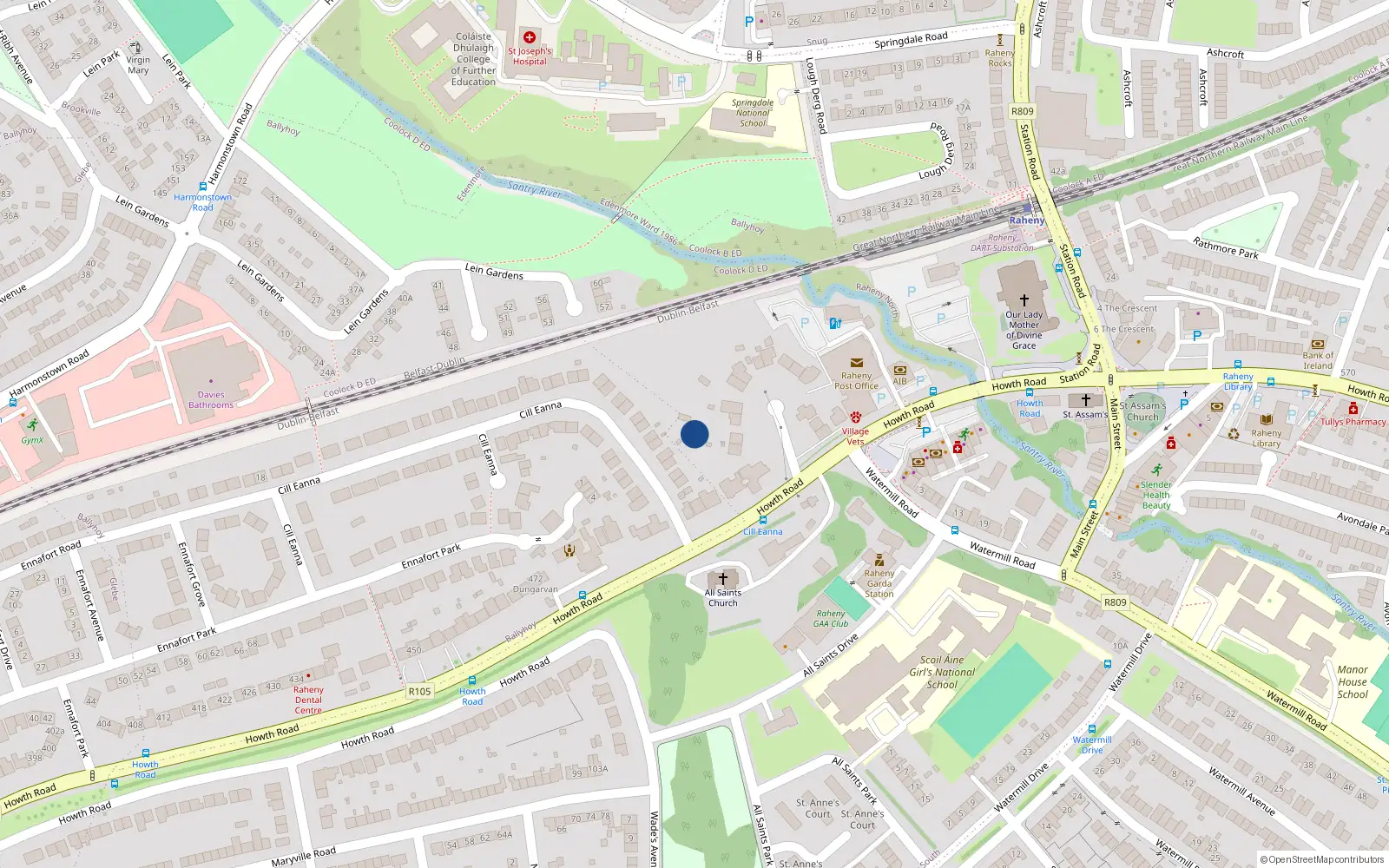 Overhead map showing the location of 504A Howth Road, Dublin 5