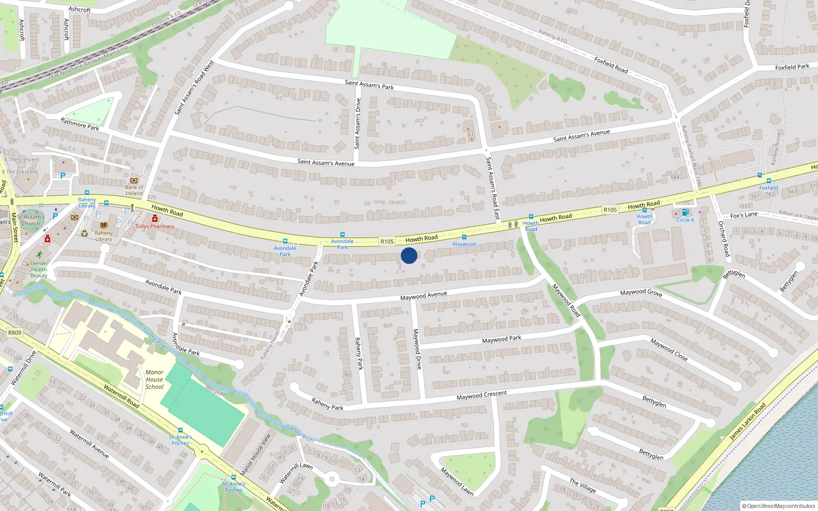 Overhead map showing the location of 505 Howth Road, Dublin 5