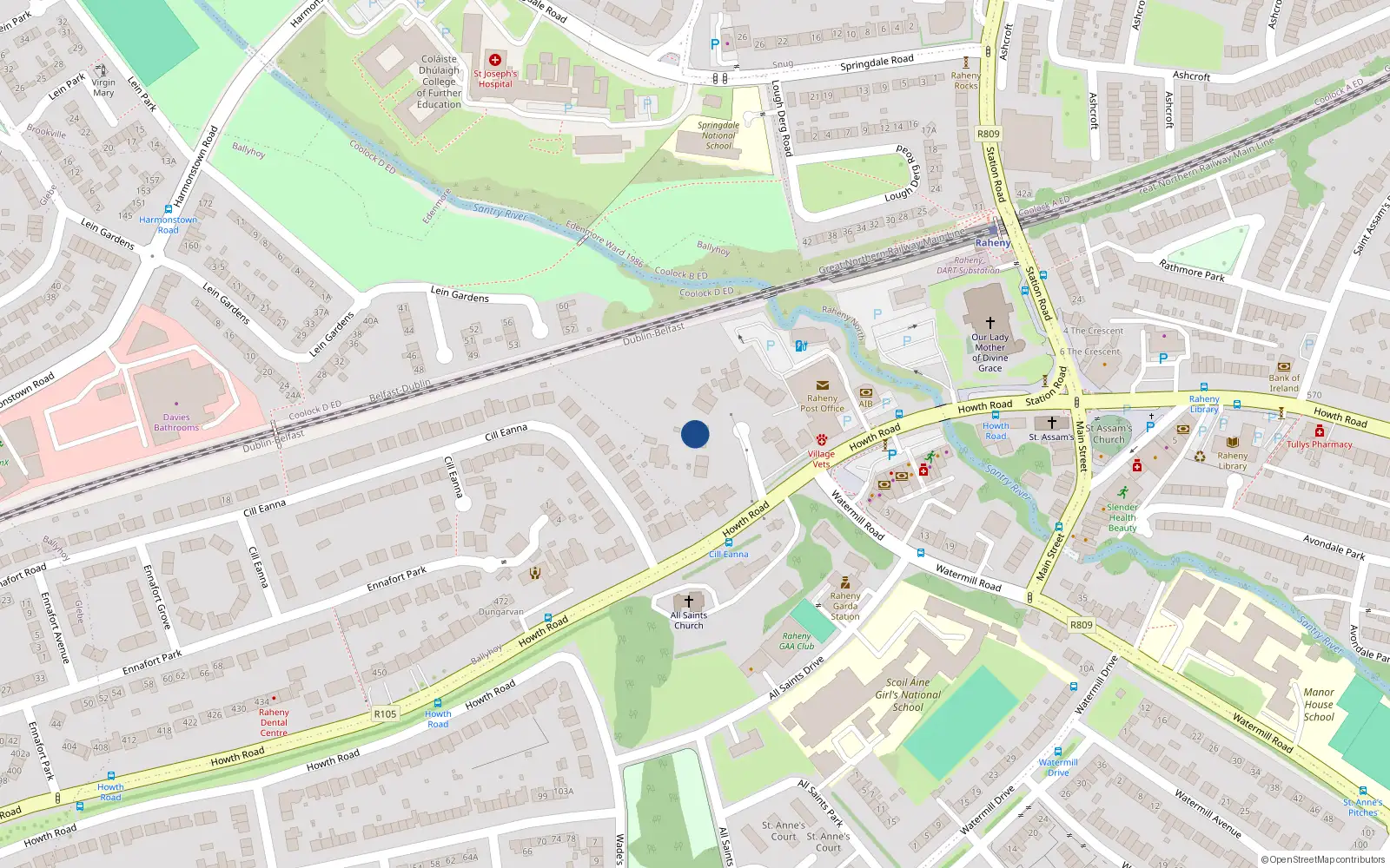 Overhead map showing the location of 506 Howth Road, Dublin 5