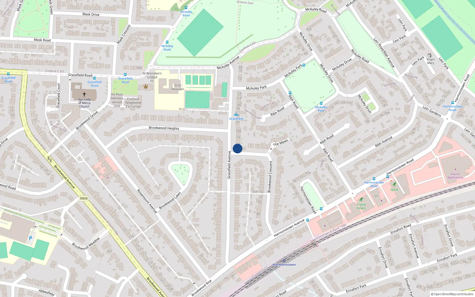 Overhead map showing the location of 50A Gracefield Avenue, Artane, Dublin 5