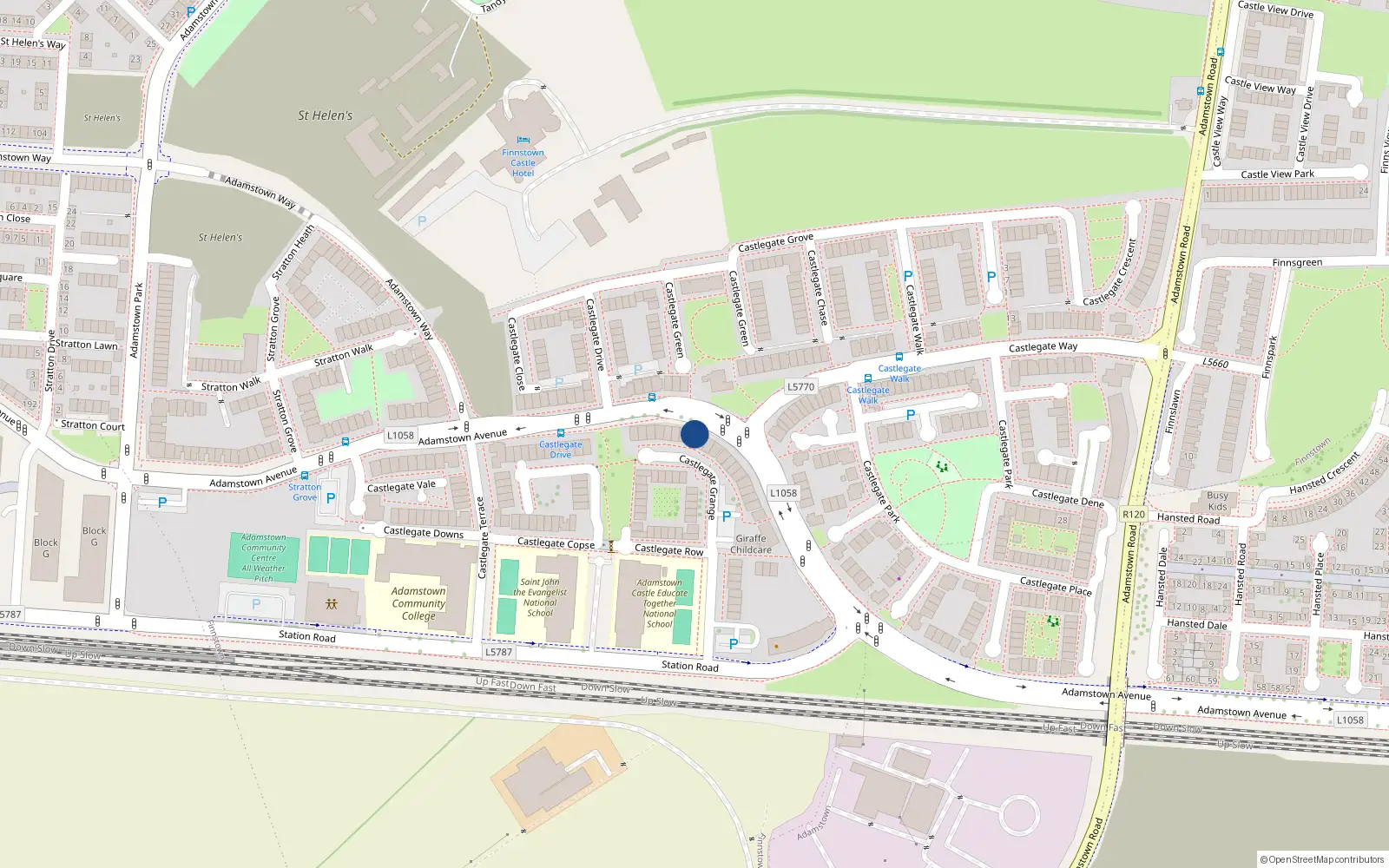 Overhead map showing the location of 51 Adamstown Avenue, Lucan