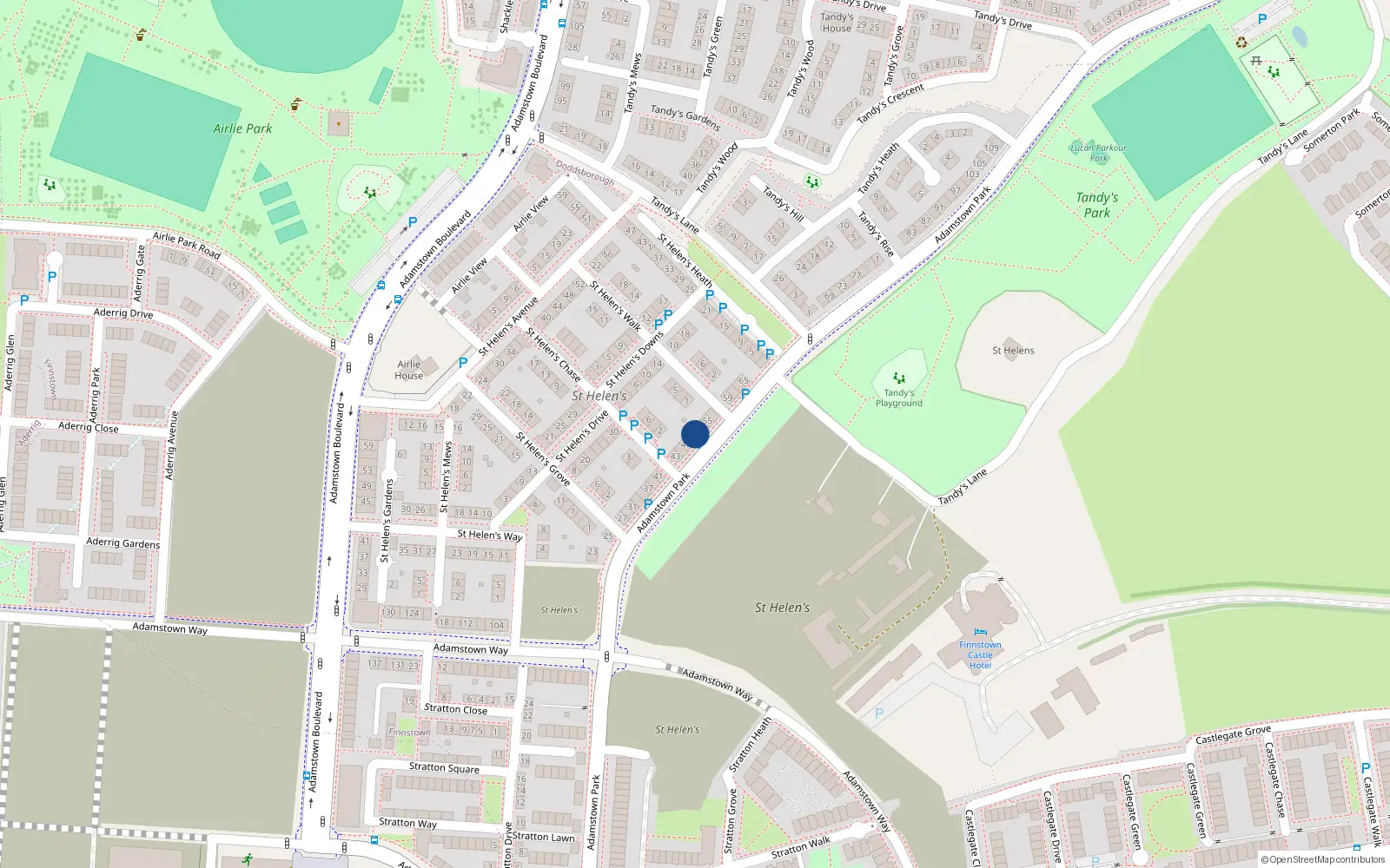 Overhead map showing the location of 51 Adamstown Park, St. Helens, Adamstown