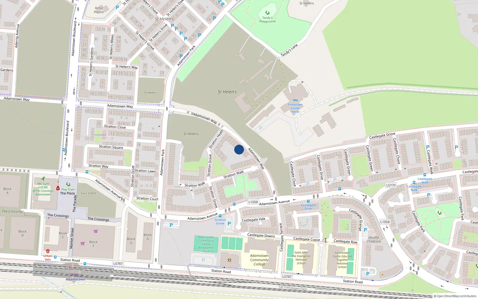 Overhead map showing the location of 51 Adamstown Way, Lucan