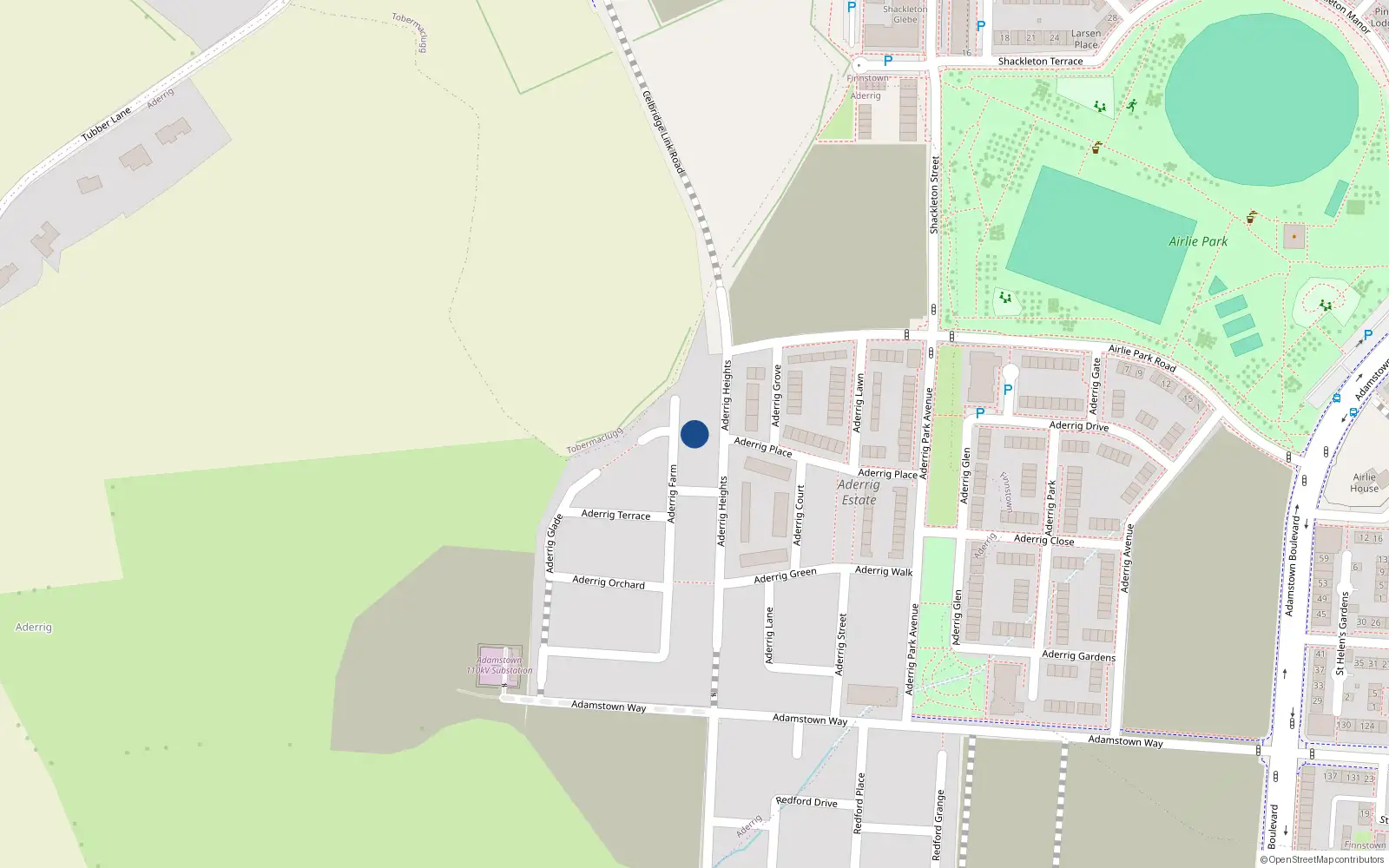 Overhead map showing the location of 51 Aderrig Farm, Lucan