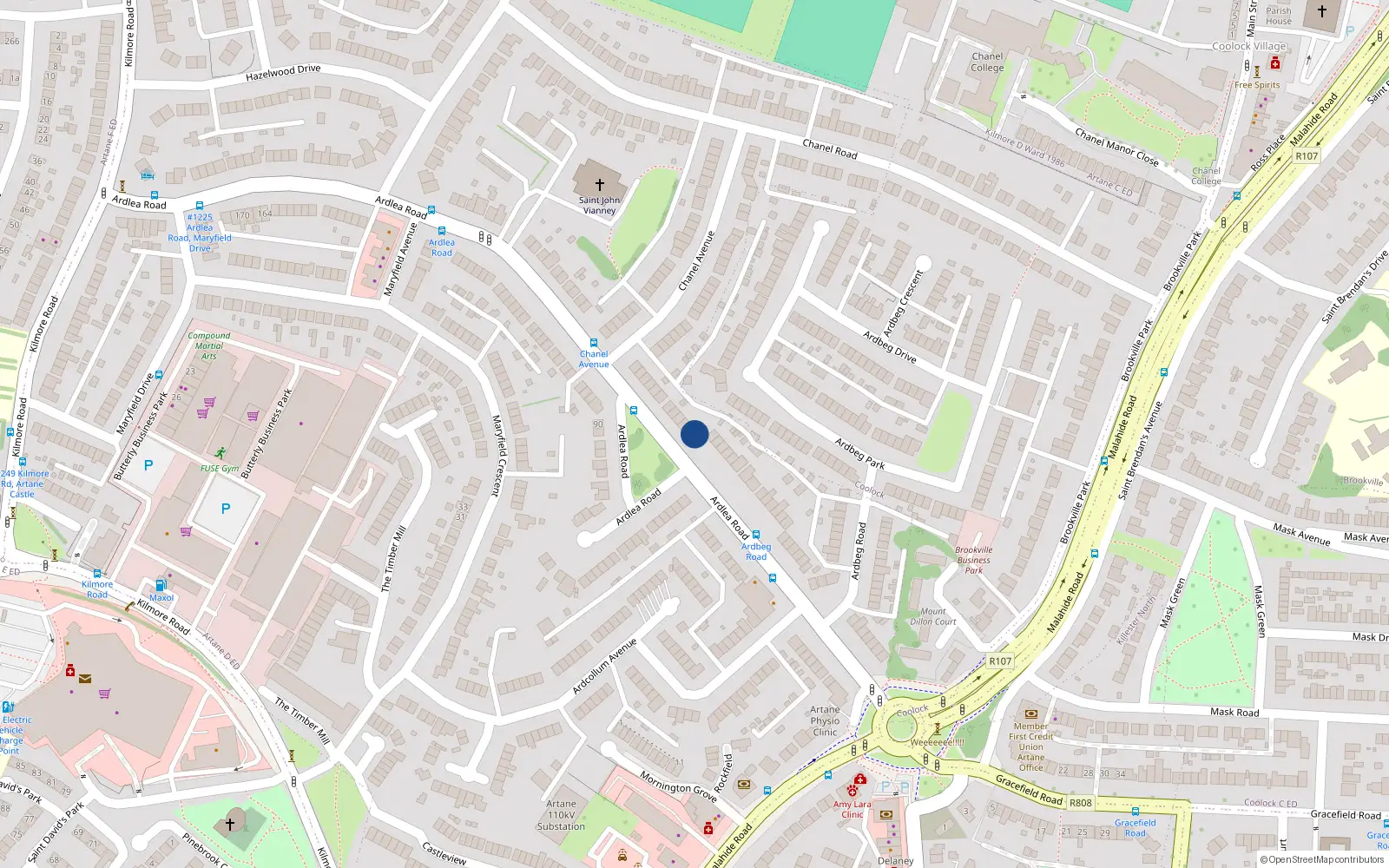 Overhead map showing the location of 51 Ardlea Road, Dublin 5