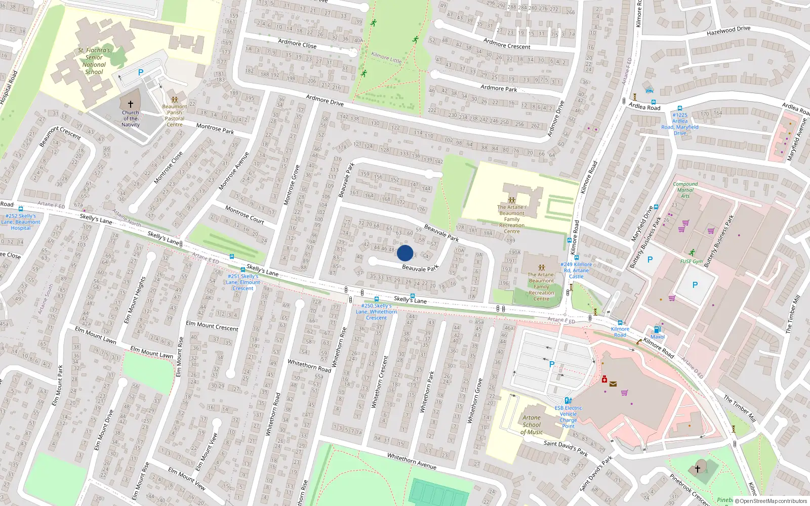 Overhead map showing the location of 51 Beauvale Park, Dublin 5