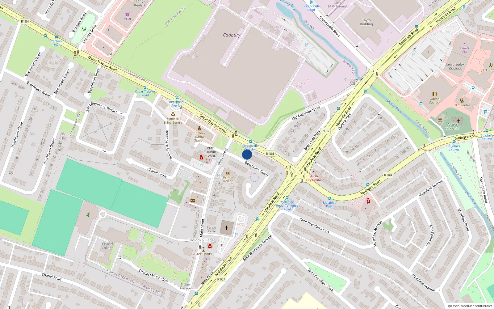 Overhead map showing the location of 51 Beechpark Court, Dublin 5