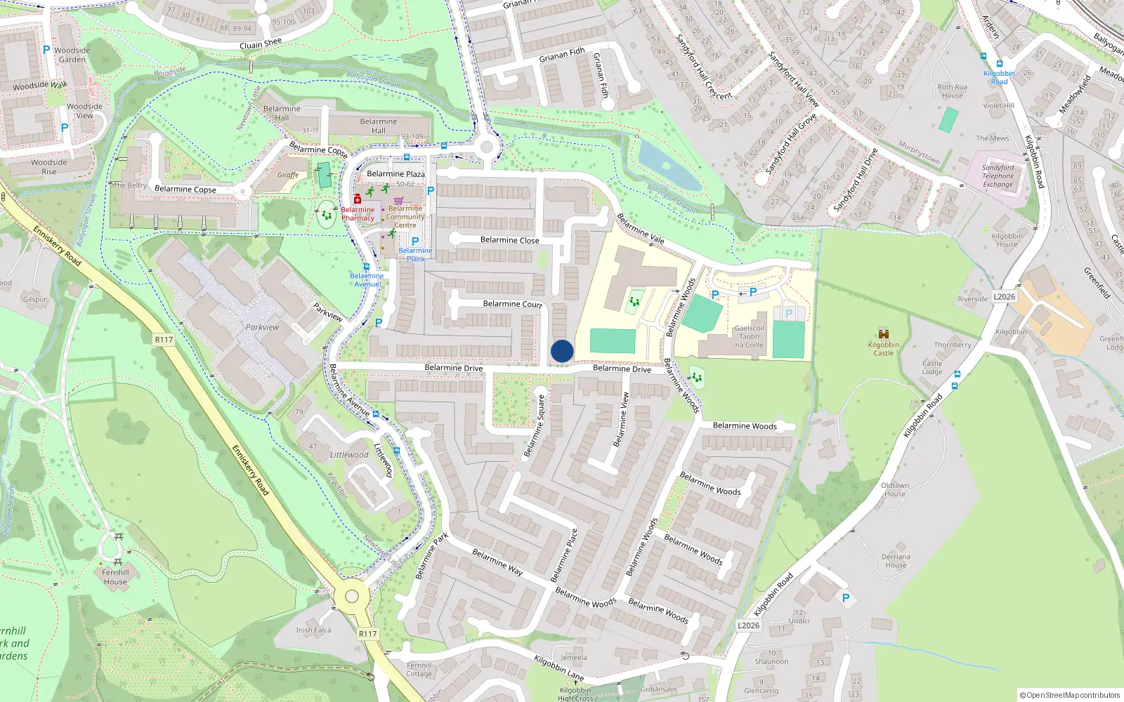 Overhead map showing the location of 51 Belarmine Drive, Stepaside