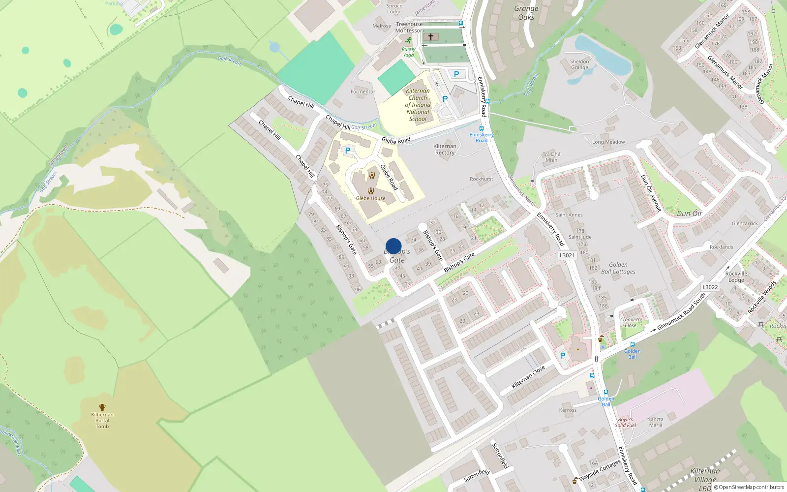 Overhead map showing the location of 51 Bishops Gate, Dublin 18