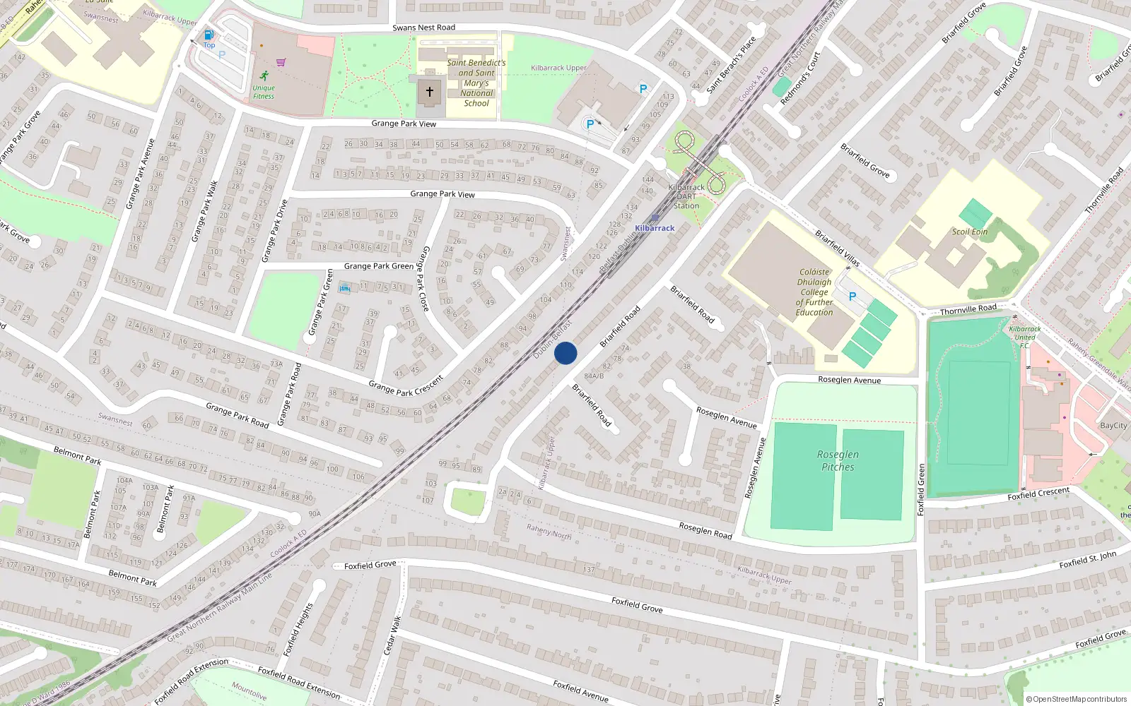 Overhead map showing the location of 51 Briarfield Road, Dublin 5