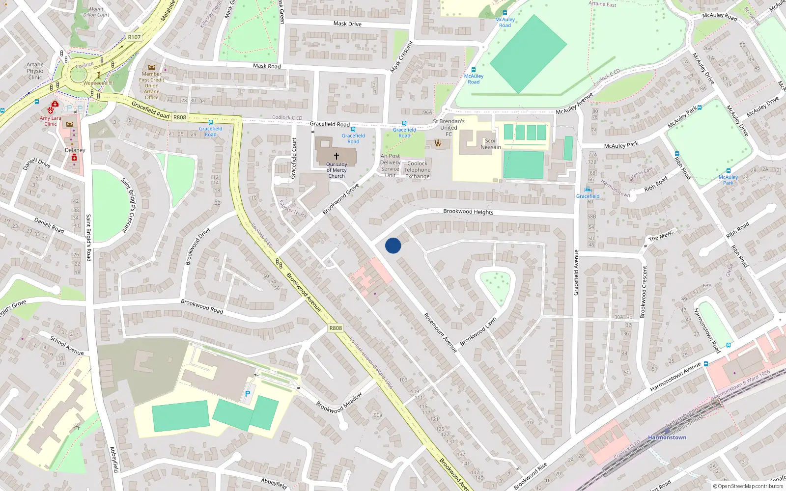 Overhead map showing the location of 51 Brookwood Heights, Artane, Dublin 5